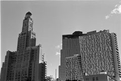 B&W image shot with this camera of buildings in downtown Brooklyn. There's a very light horizontal white scratch.