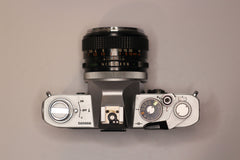 Canon FTb with a 50mm f1.4 lens, top