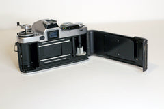 Minolta MD-11 seen from the back, film door open